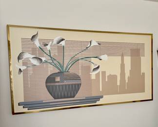 Amazing large 1980s Calla Lily sofa print  (artist K. Bush?)