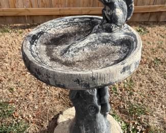 Squirrels bird bath