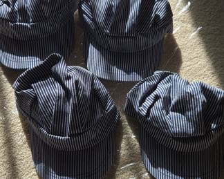 Set of Four Blue and White Pinstripe Engineer Hats