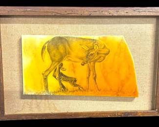 Doe Fawn Art on Marble 