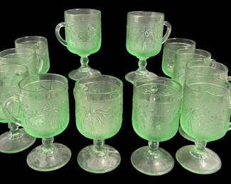 Indiana Glass Tiara Footed Mugs 