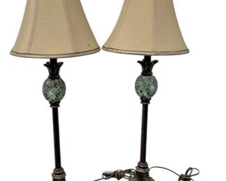 Teal Pineapple Bronze Table Lamps 