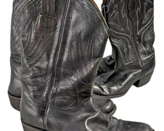 Mens Black Leather Western Boots 