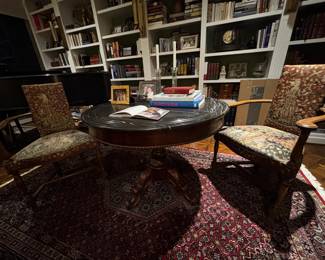 Pedestal Table and Needlepoint Chair pair