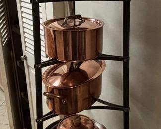 Mauviel copper pots with stand