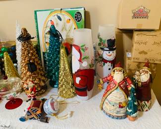 Mercury glass trees and many new in boxes Jim Shore