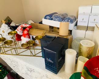 Christmas new in boxes including about fifty Illuminara fireless candles