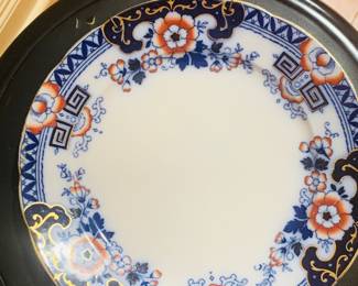 Flow Blue in Derby pattern. Trenton Fine Arts