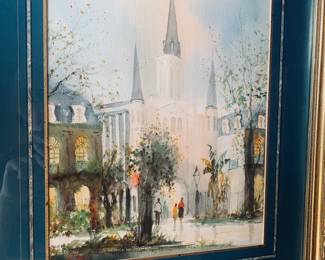 original painting of St. Louis Cathedral by New Orleans artist Nestor Fruge