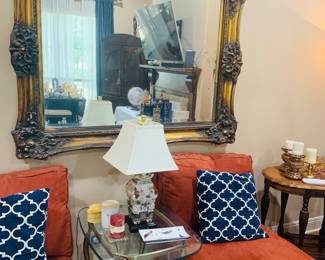 beautiful very large wall mirror with carved wooden frame