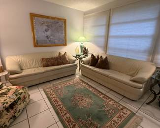 Two white leather sofas, B & B Italia. Excellent condition!