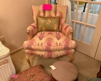 Arm chair, foot stools