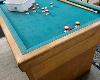 Vintage Bumper pool game with balls and sticks
