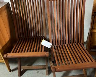 Set of 2 Teak folding chairs