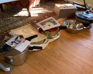 New pressure cooker, electric wok, pasta attachment for kitchen aid