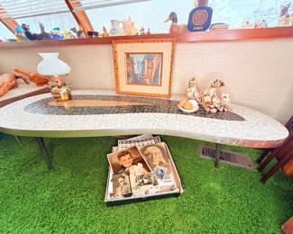 Mosaic MCM Tile Table Kidney Shaped