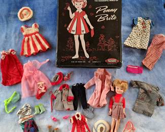 PENNY BRITE DOLL CASE & DOLL CLOTHING LOT