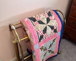 Antique brass quilt rack