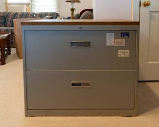 Metal 2 drawer file cabinet.