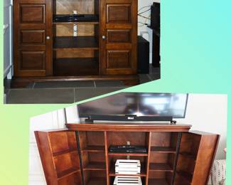 Wooden Entertainment Center: 
50in W x 20in D x 37in H