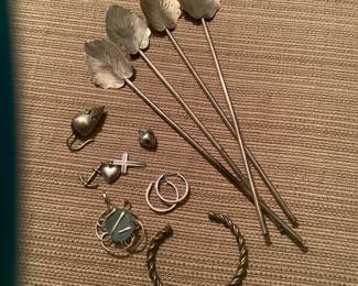 Sterling Sipper Spoons, Beau Sterling Mouse Brooch