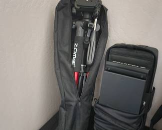 Zomei Q111 camera tripod in its carrying bag