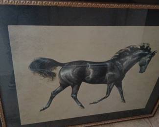 Framed Art of Horse Signed Cortez