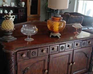 Ashley North Shore Collection D553-60 dark brown finish dining room server