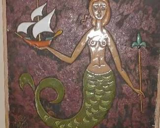 LC047Mermaid Tile Plaque Mykonos