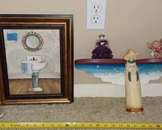 LC073Decor lot of angels, print and thermometer 