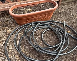 Garden Hose and Oblong Planter