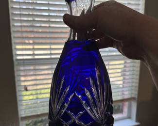 Cobalt Blue Clear Cut Decanter