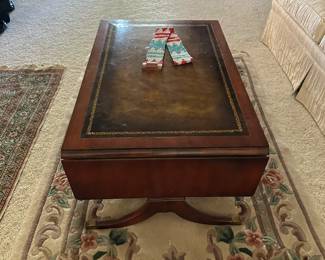 Heritage Henredon Drop Leaf Leather Table