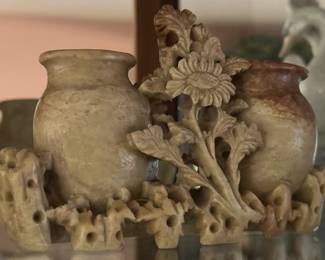 Chinese Soapstone Floral Double Vase