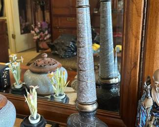 Pair of Marble Obelisks Elephant Base