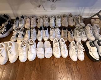 LARGE WOMEN'S SHOE COLLECTION....SOME NEVER WORN: PRADA, CHLOE, VALENTINO, GUCCI, WEITZMAN, HOKA, ETC.