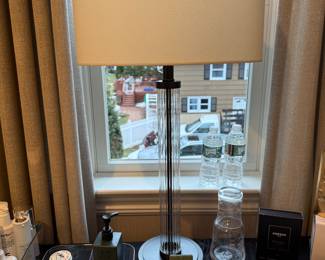 PAIR OF GLASS TABLE LAMPS