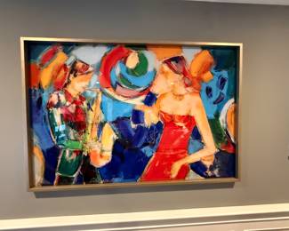 G. MANOUKIAN PLEXIGLASS COVERED PAINTING