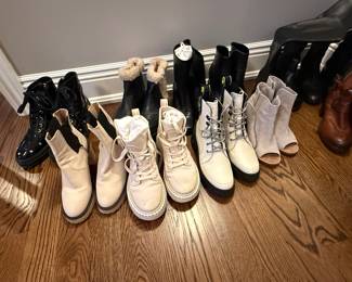 LARGE WOMEN'S SHOE COLLECTION....SOME NEVER WORN: PRADA, CHLOE, VALENTINO, GUCCI, WEITZMAN, HOKA, ETC.