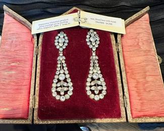 VICTORIAN FRENCH PASTE FABULOUS EARRINGS IN ORIGINAL BOX, PURCHASED AT RALH LAUREN ON MADISON AVE., NYC