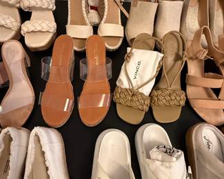 LARGE WOMEN'S SHOE COLLECTION....SOME NEVER WORN: PRADA, CHLOE, VALENTINO, GUCCI, WEITZMAN, HOKA, ETC.