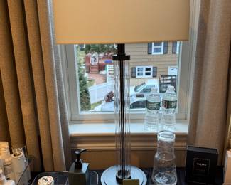 PAIR OF GLASS TABLE LAMPS