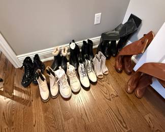 LARGE WOMEN'S SHOE COLLECTION....SOME NEVER WORN: PRADA, CHLOE, VALENTINO, GUCCI, WEITZMAN, HOKA, ETC.
