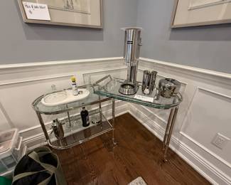 CHROME & GLASS BAR CART