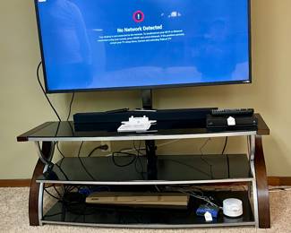 VIZIO 55" TV WITH SOUNDBAR AND CONSOLE TABLE