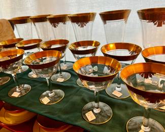 Crystal Stemware with Gold Rims