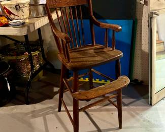 Antique Oak Press Back Childs Chair