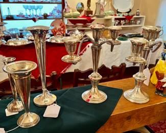 Sterling Candelabra and Vases