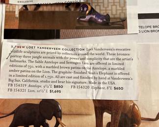 Three Animal Bronzes by Loet Vanderveen