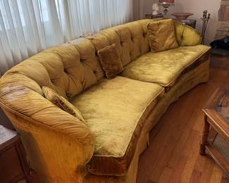 Hollywood Regency Tufted Sofa - Big Potential!